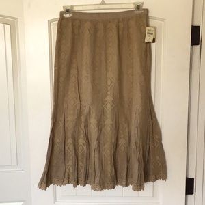 Lacy Brown Coldwater Creek Lined Skirt New NWT Size 8 Perfect Fall Beauty